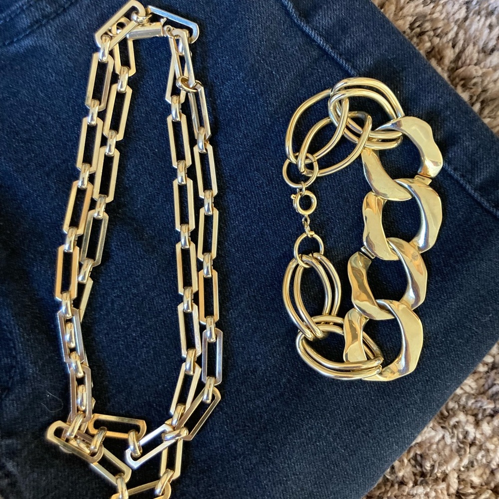 Gold Necklace and Bracelet Bundle